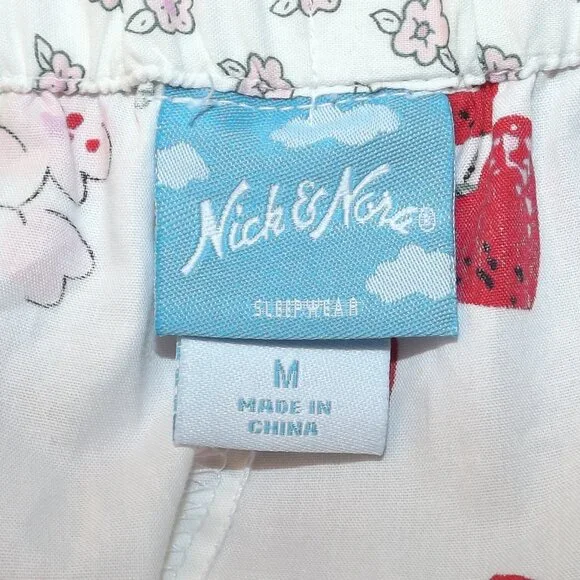 new NICK & NORA For Target Pajama Bottoms, M, Strawberry print, Pockets, Buttons - Picture 14 of 16